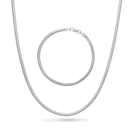 3.0mm Snake Chain Necklace and Bracelet Set in Semi-Solid Sterling Silver