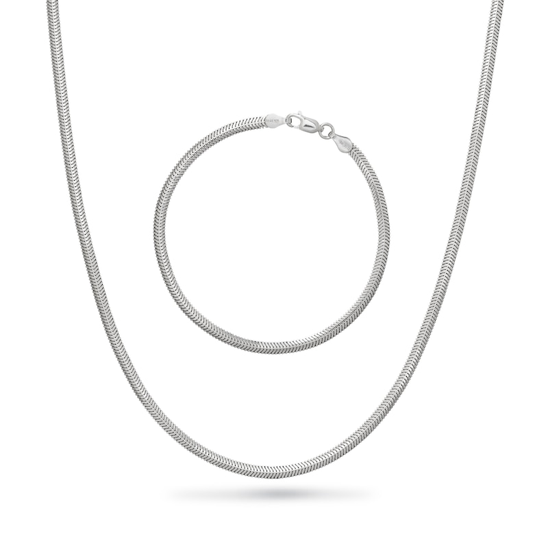 3.0mm Snake Chain Necklace and Bracelet Set in Semi-Solid Sterling Silver