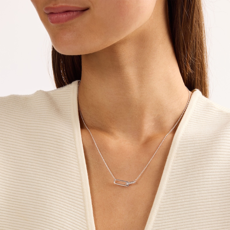0.05 CT. T.W. Lab-Grown Diamond Link Necklace in Sterling Silver (F/SI2) - 18"