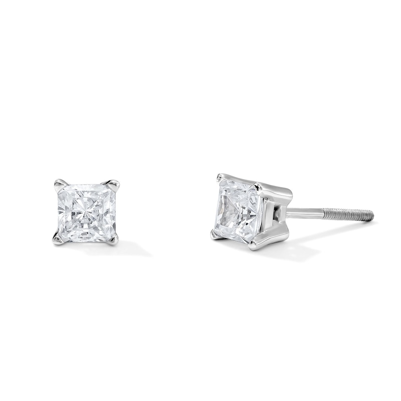 1.00 CT. T.W. Canadian Certified Princess-Cut Diamond Solitaire Stud Earrings in 14K Gold (I/I1