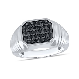 0.60 CT. T.W. Black Diamond Composite Ribbed Shank Ring in Sterling Silver