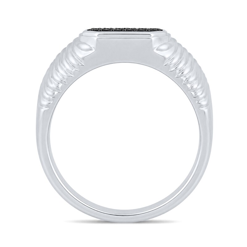 0.60 CT. T.W. Black Diamond Composite Ribbed Shank Ring Sterling Silver