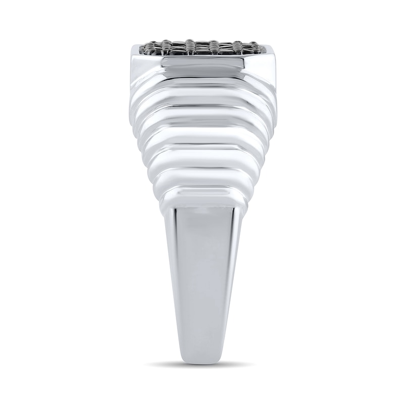 0.60 CT. T.W. Black Diamond Composite Ribbed Shank Ring Sterling Silver