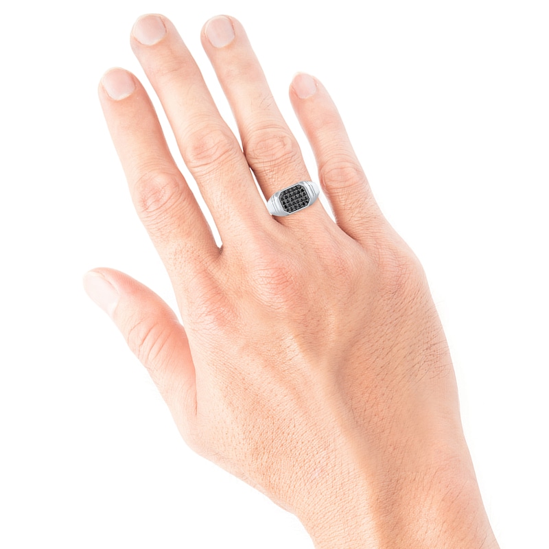 0.60 CT. T.W. Black Diamond Composite Ribbed Shank Ring Sterling Silver