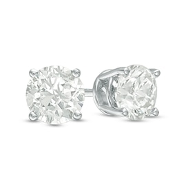 2.00 CT. T.W. Certified Diamond Solitaire Stud Earrings in 10K White Gold (J/I2)