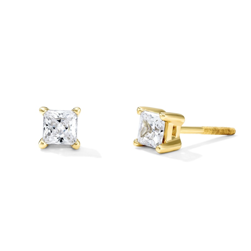 0.50 CT. T.W. Canadian Certified Princess-Cut Diamond Solitaire Stud Earrings in 14K Gold (I/I1)