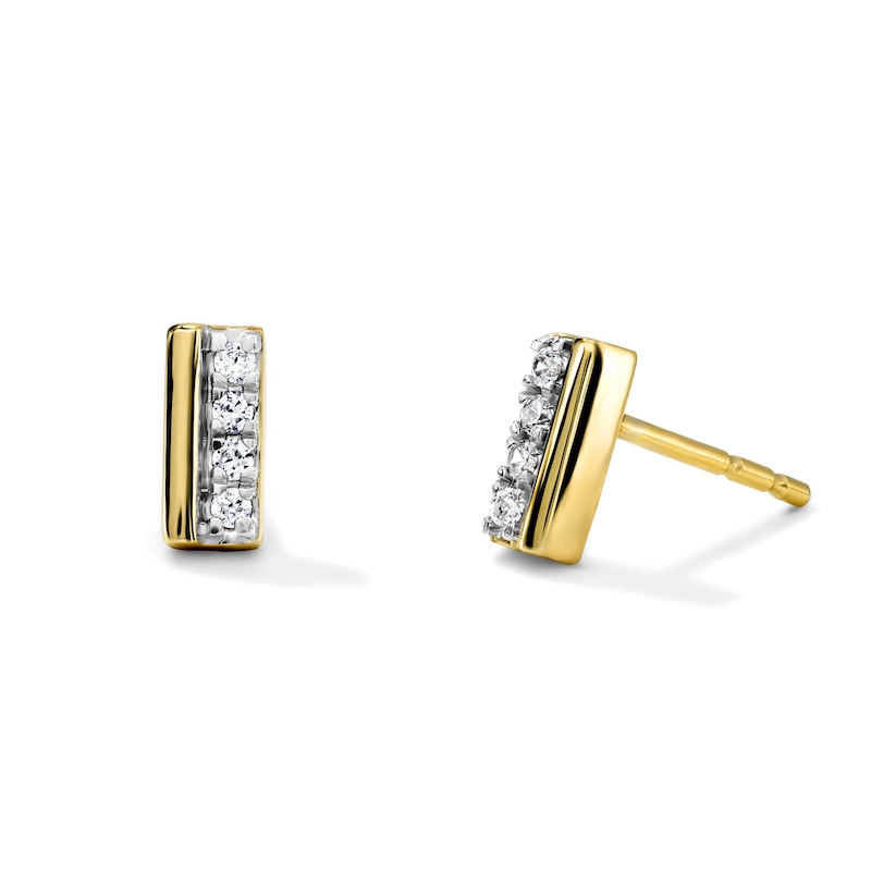 Main Image 1 of 0.05 CT. T.W. Diamond Bar Stud Earrings in 10K Gold