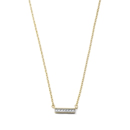 0.05 CT. T.W. Diamond Bar Necklace in 10K Gold - 17.6"