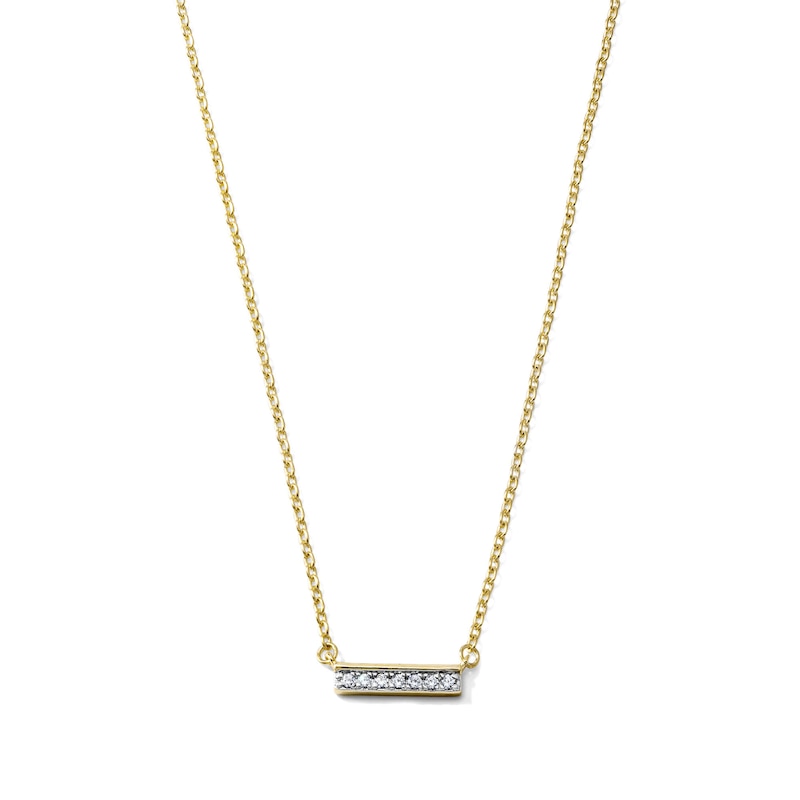 Main Image 1 of 0.05 CT. T.W. Diamond Bar Necklace in 10K Gold - 17.6"