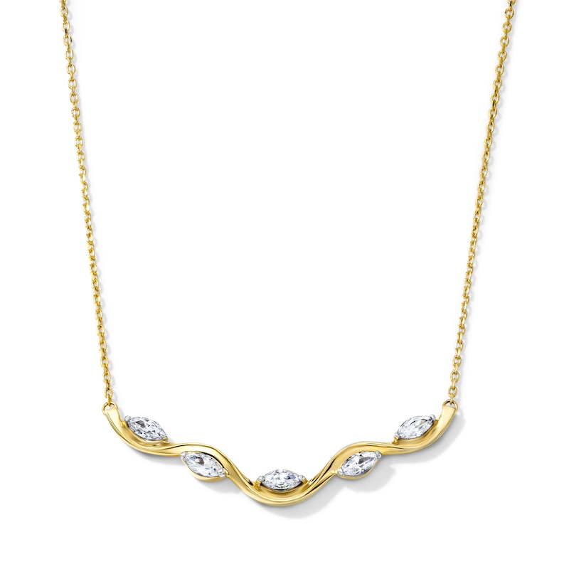 0.70 CT. T.W. Marquise-Cut Lab-Grown Diamond Swirl Necklace in 10K Gold (F/SI2) - 16.45"