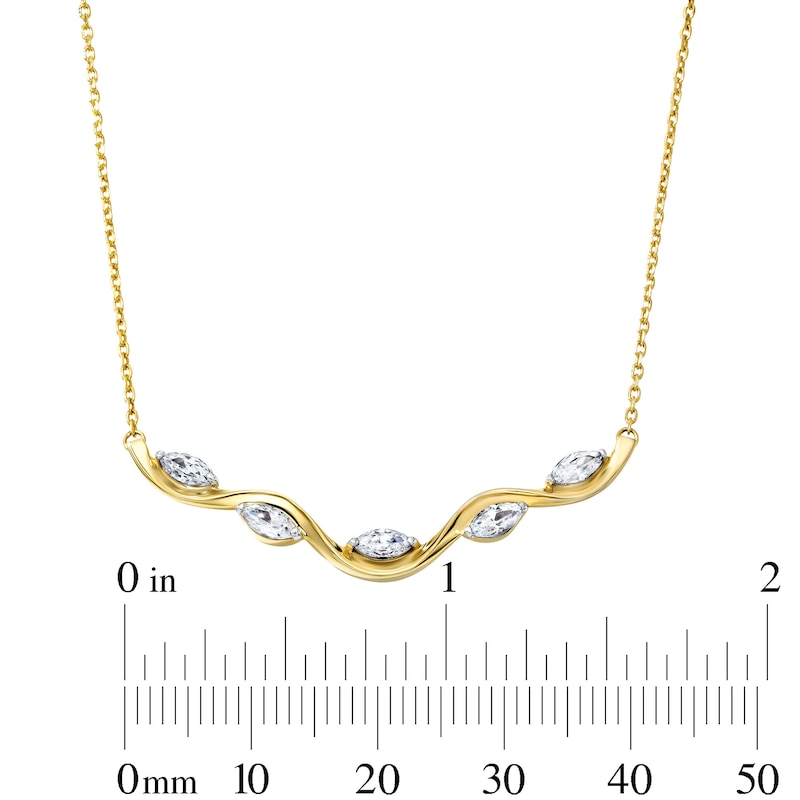 0.70 CT. T.W. Marquise-Cut Lab-Grown Diamond Swirl Necklace in 10K Gold (F/SI2) - 16.45"