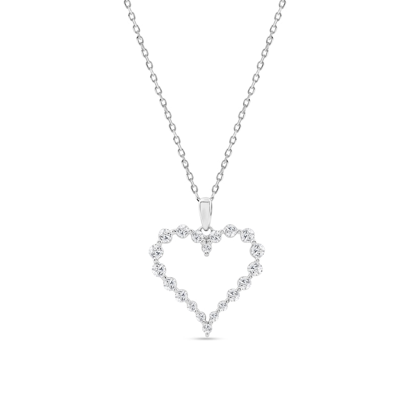 0.50 CT. T.W. Lab-Grown Diamond Heart Outline Necklace in Sterling Silver (F/SI2) - 18"