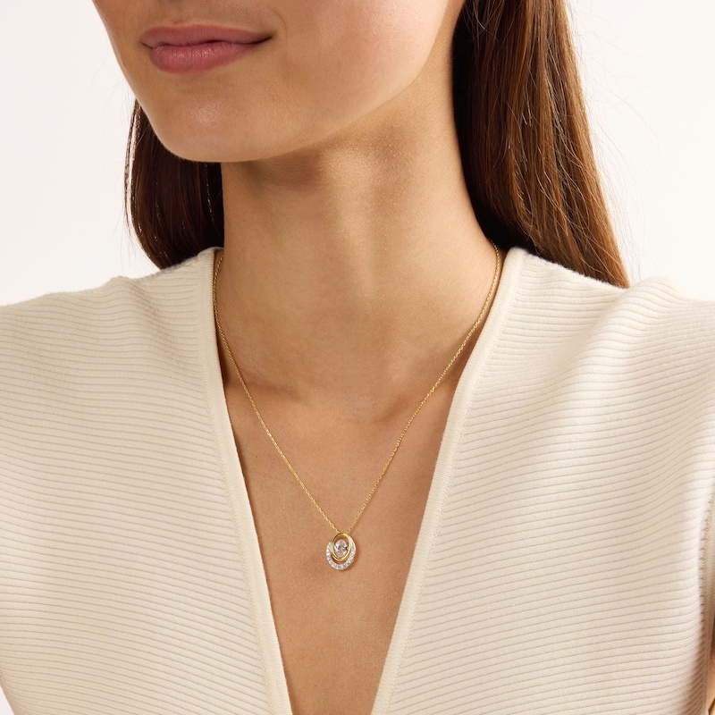 Unstoppable Love™ 1.00 CT. T.W. Oval Lab-Grown Diamond Double Frame Necklace in 10K Gold (F/SI2)