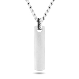 Matte Tag Necklace in Stainless Steel with Black Ion Plate - 24"