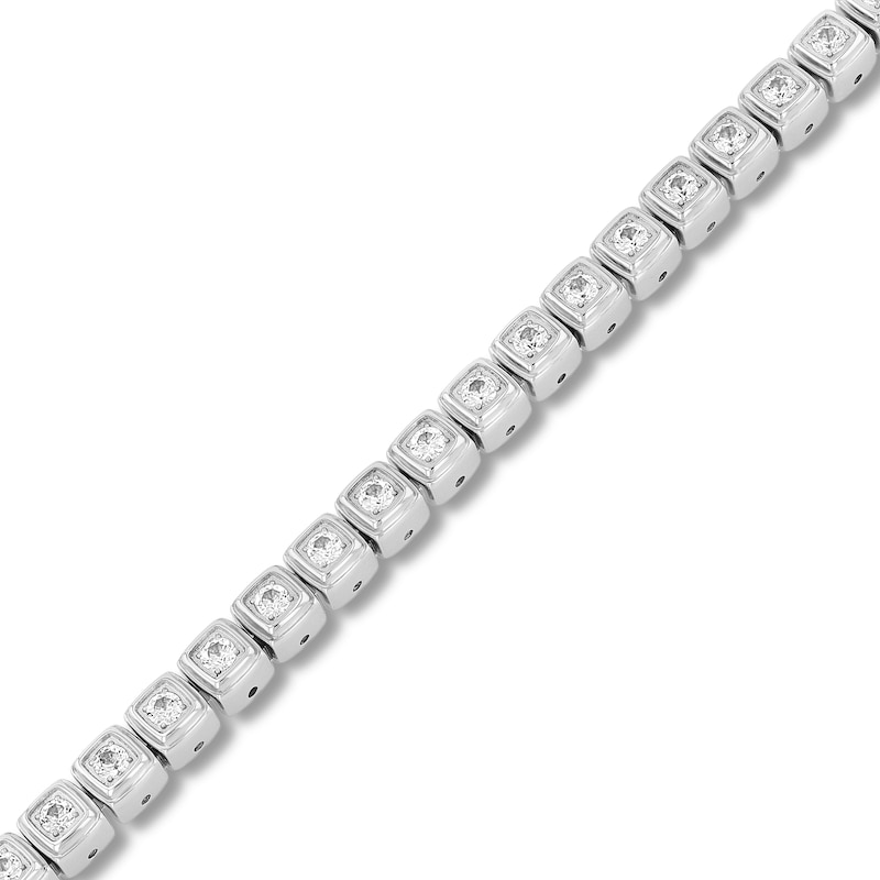3.0mm White Lab-Created Sapphire Cushion Link Bracelet in Stainless Steel - 8.0"