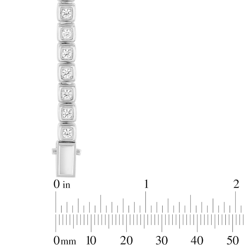 3.0mm White Lab-Created Sapphire Cushion Link Bracelet in Stainless Steel - 8.0"