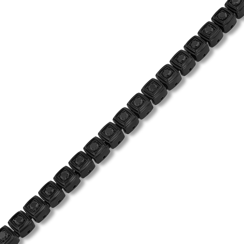 3.0mm Black Spinel Cushion Link Bracelet in Stainless Steel with Black Ion Plate - 8"