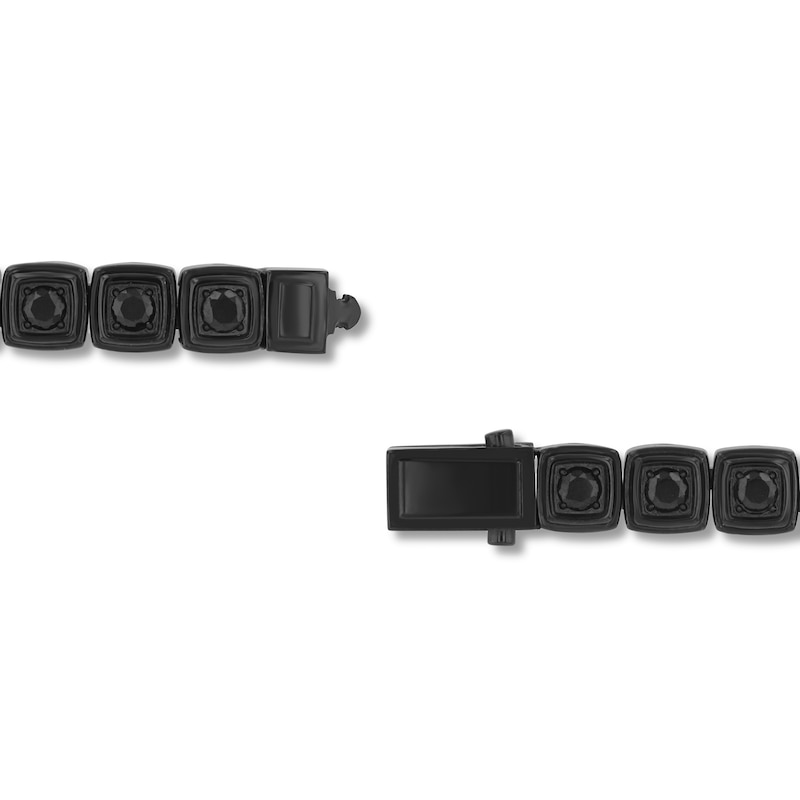3.0mm Black Spinel Cushion Link Bracelet in Stainless Steel with Black Ion Plate - 8"