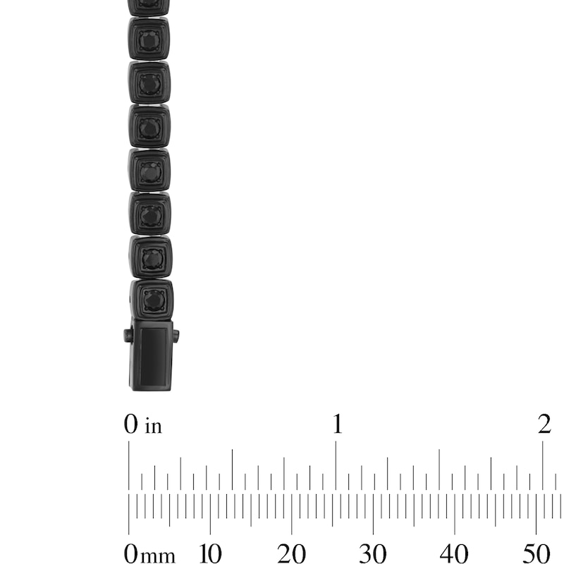 3.0mm Black Spinel Cushion Link Bracelet in Stainless Steel with Black Ion Plate - 8"