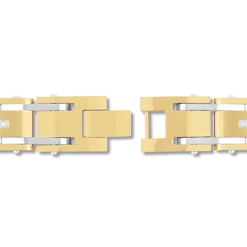 0.10 CT. T.W. Diamond Link Bracelet in Stainless Steel with Yellow Ion Plate - 8.5"