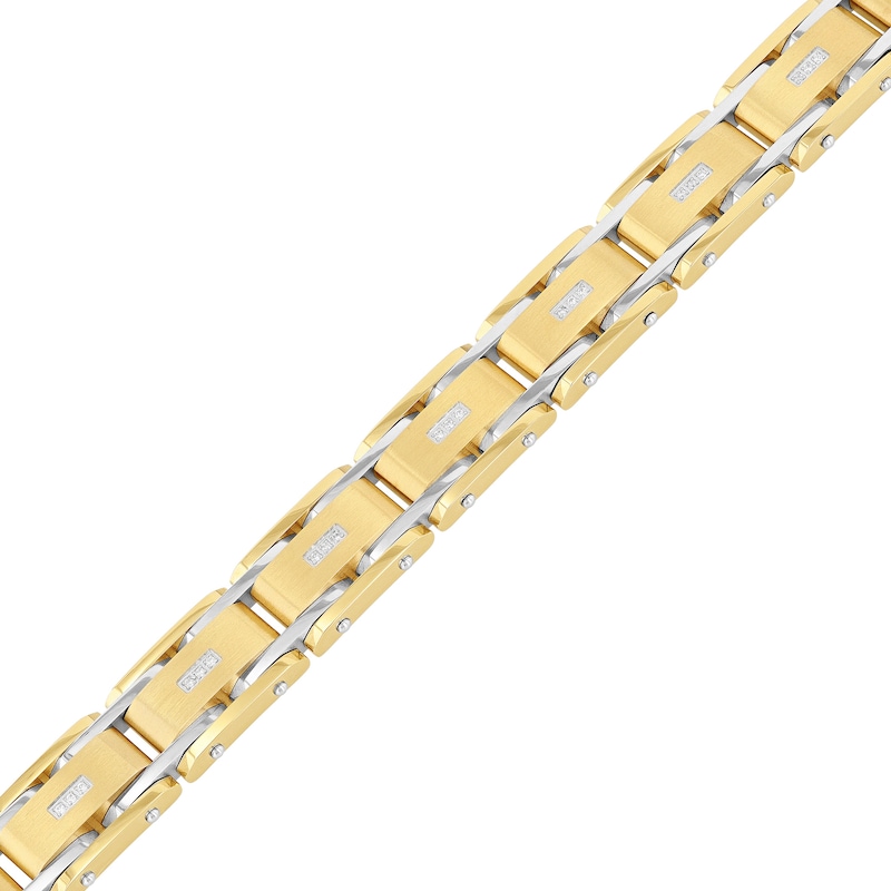 0.10 CT. T.W. Diamond Link Bracelet in Stainless Steel with Yellow Ion Plate - 8.5"