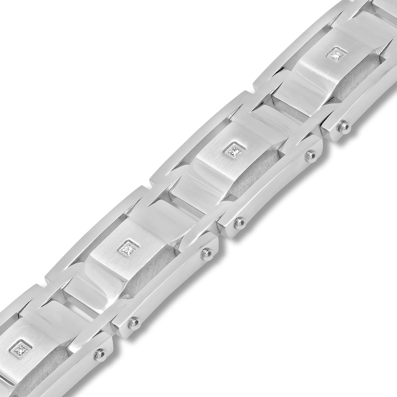 0.05 CT. T.W. Diamond Link Bracelet in Stainless Steel - 8.5"