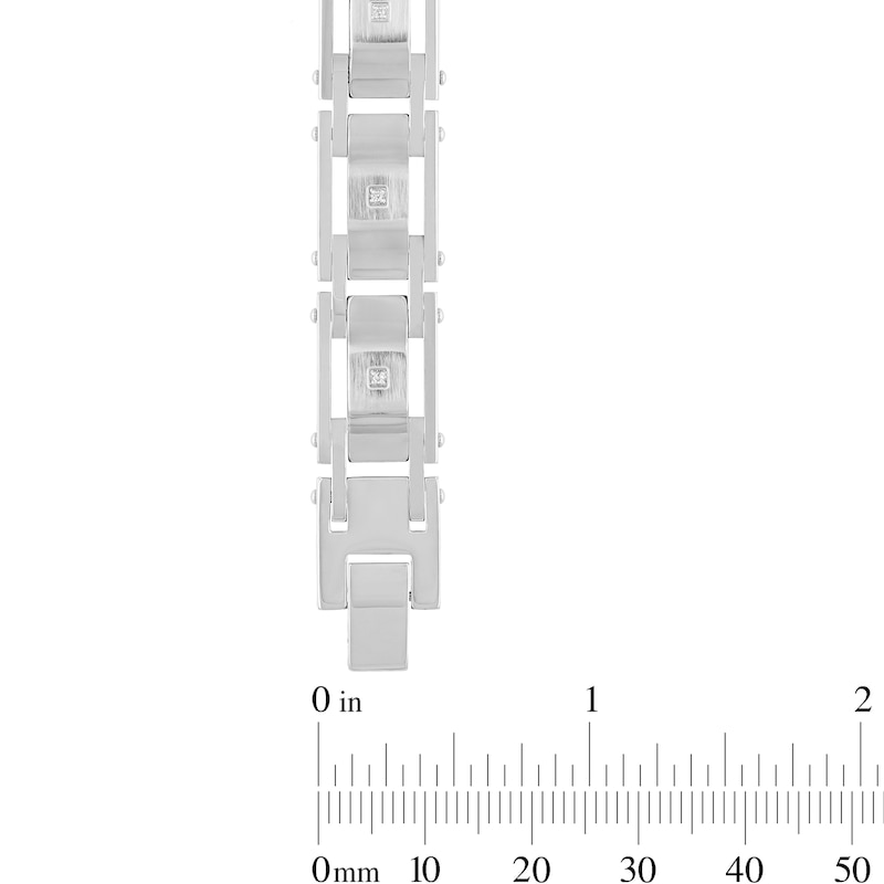 0.05 CT. T.W. Diamond Link Bracelet in Stainless Steel - 8.5"