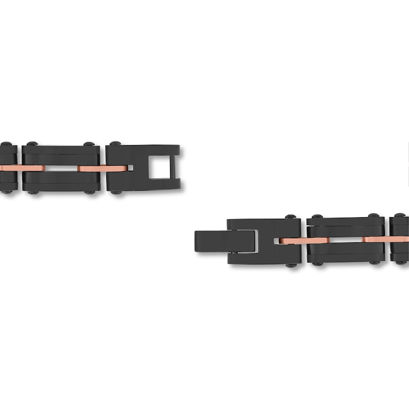 8.0mm Link Bracelet in Stainless Steel with Black and Rose Ion Plate - 8.5"