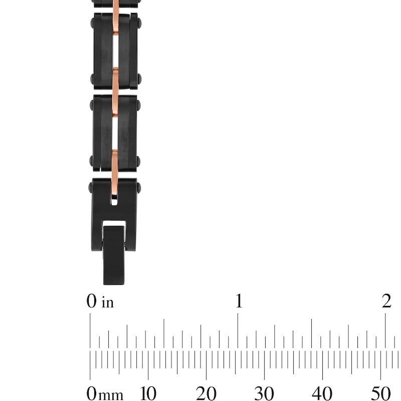 8.0mm Link Bracelet in Stainless Steel with Black and Rose Ion Plate - 8.5"