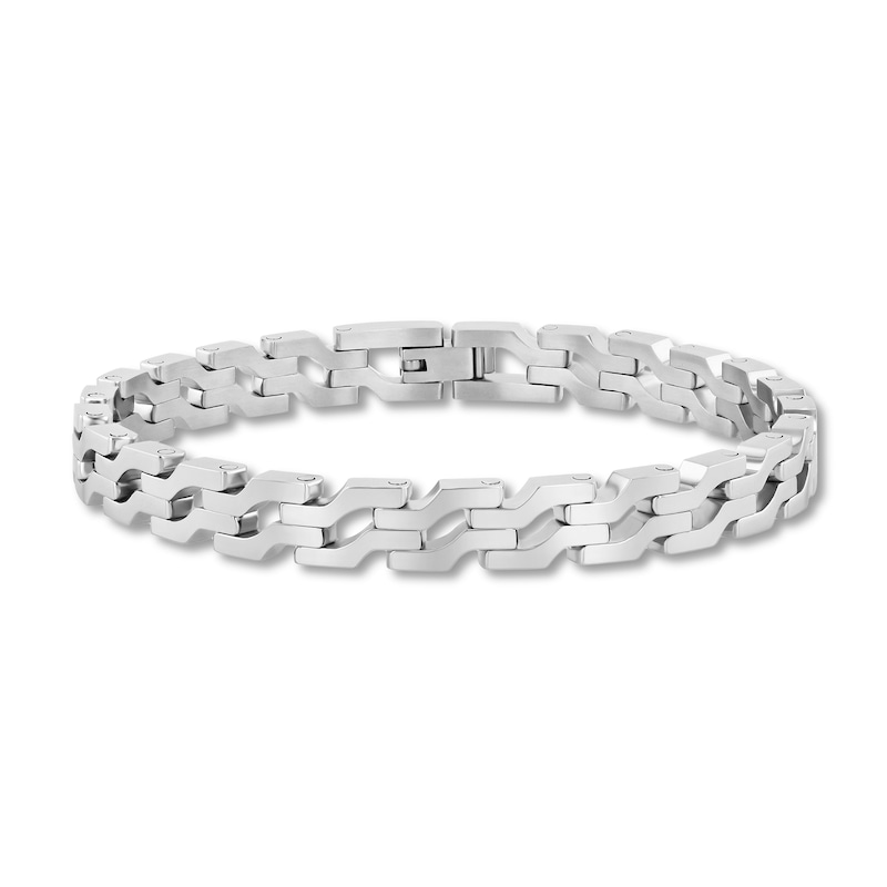 7.8mm Angled S-Link Bracelet in Stainless Steel - 8.5