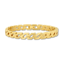 7.8mm Angled S-Link Bracelet in Stainless Steel with Yellow Ion Plate - 8.5
