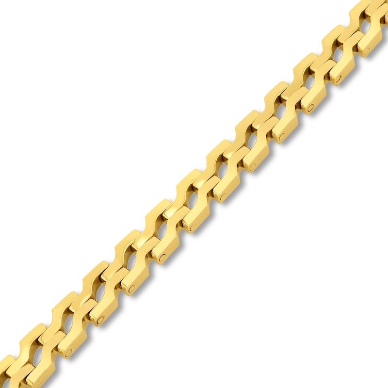 7.8mm Angled S-Link Bracelet in Stainless Steel with Yellow Ion Plate - 8.5
