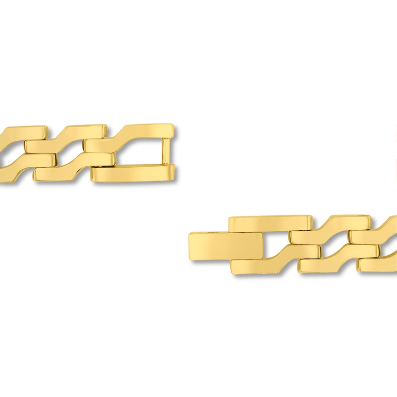 7.8mm Angled S-Link Bracelet in Stainless Steel with Yellow Ion Plate - 8.5