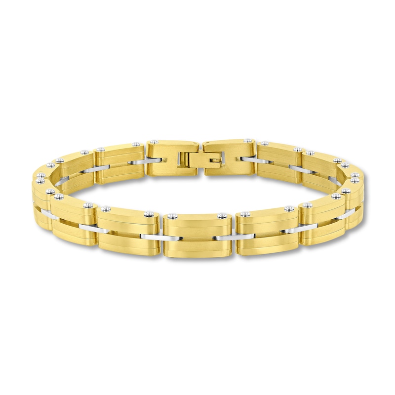 8.0mm Link Bracelet in Stainless Steel with Yellow Ion Plated - 8.5"