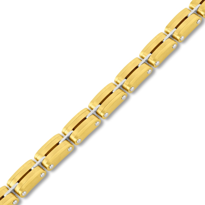 8.0mm Link Bracelet in Stainless Steel with Yellow Ion Plated - 8.5"
