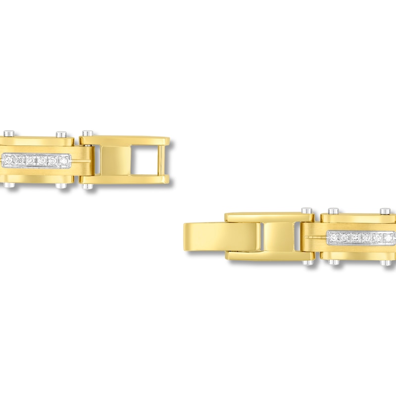 CT. T.W. Diamond Rectangle Link Bracelet in Stainless Steel with Yellow Ion Plate