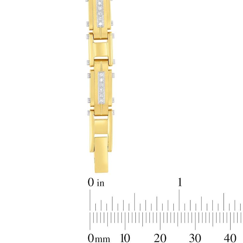 CT. T.W. Diamond Rectangle Link Bracelet in Stainless Steel with Yellow Ion Plate