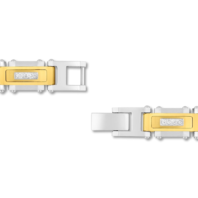 CT. T.W. Diamond Rectangle Link Bracelet in Stainless Steel with Yellow Ion Plate