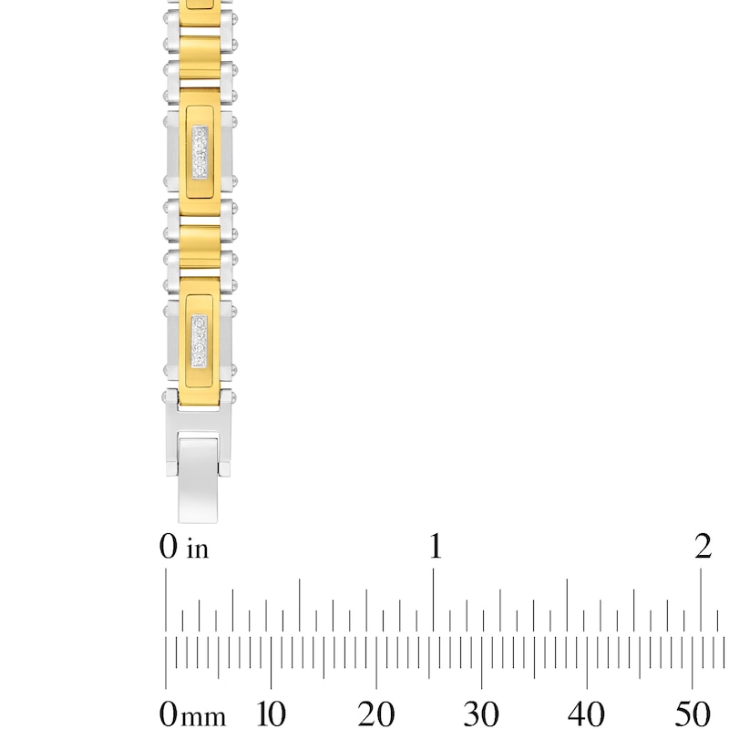 CT. T.W. Diamond Rectangle Link Bracelet in Stainless Steel with Yellow Ion Plate