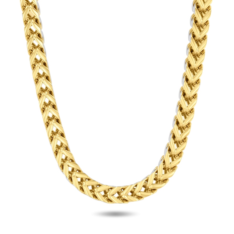 8.0mm Franco Chain Necklace in Solid Stainless Steel with Yellow Ion Plate - 24"