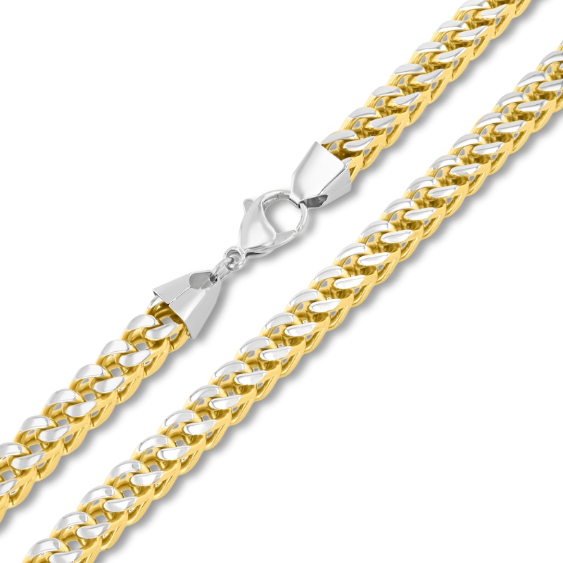 8.0mm Franco Chain Necklace in Solid Stainless Steel with Yellow Ion Plate - 24"
