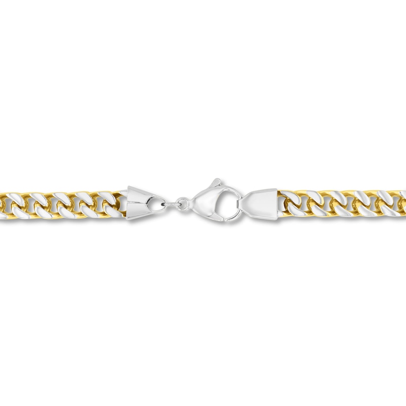 8.0mm Franco Chain Necklace in Solid Stainless Steel with Yellow Ion Plate - 24"