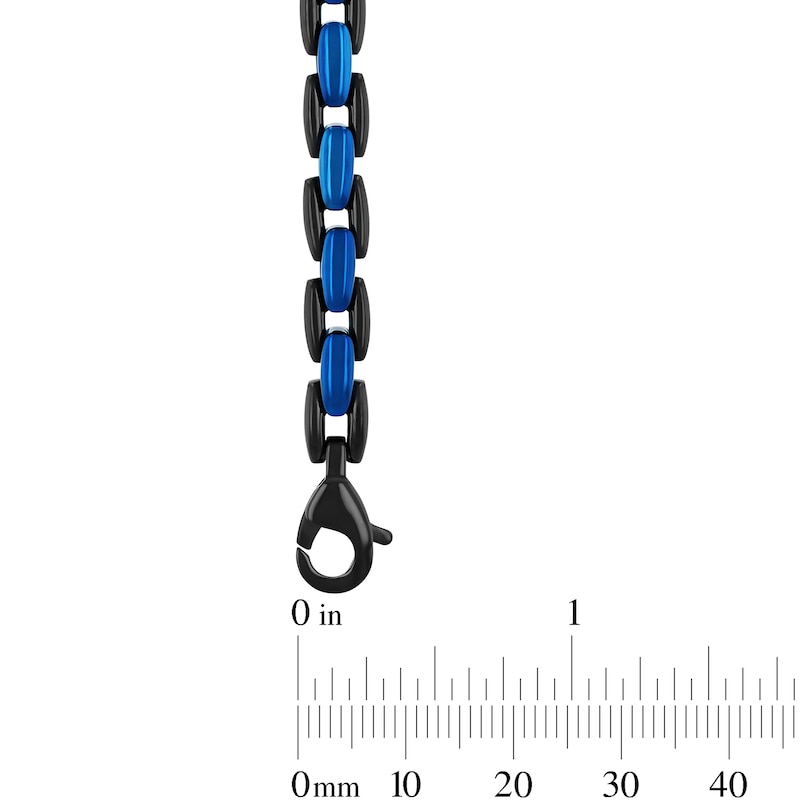 6.0mm Link Necklace in Solid Stainless Steel with Black and Blue Ion Plate - 24"
