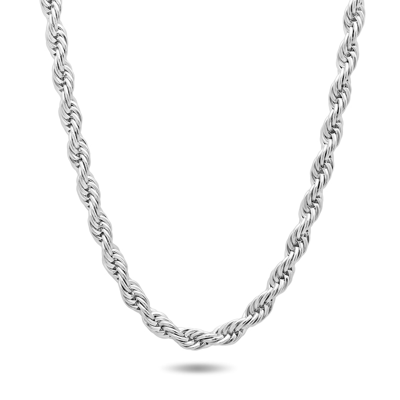 5.0mm Rope Chain Necklace in Solid Stainless Steel - 24"