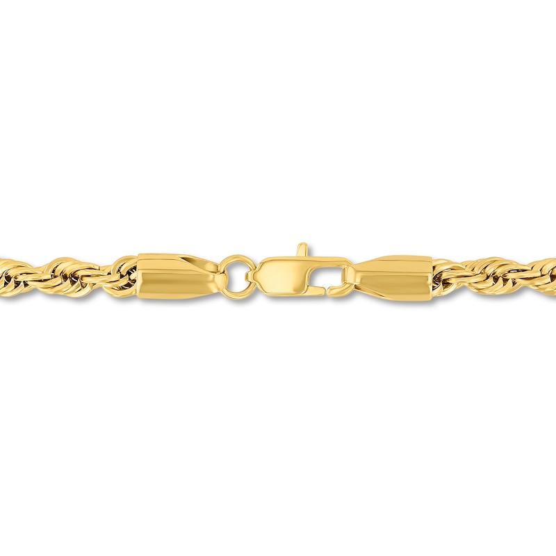 5.0mm Rope Chain Necklace in Solid Stainless Steel with Yellow Ion Plating - 24"