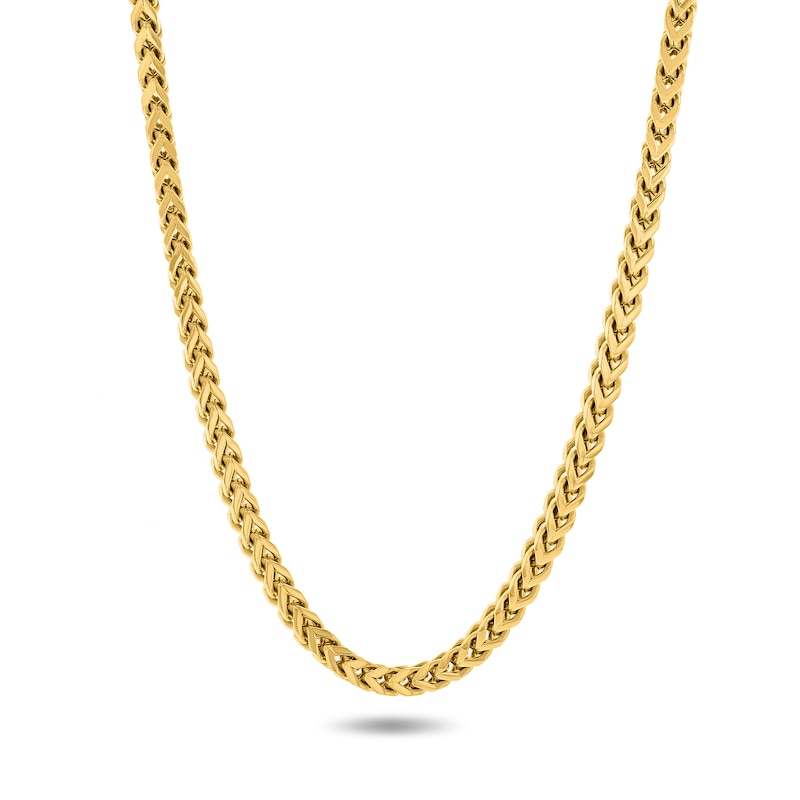 3.0mm Franco Chain Necklace in Solid Stainless Steel with Yellow Ion Plate - 24"