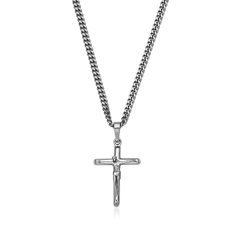 Crucifix Necklace in Stainless Steel - 22"