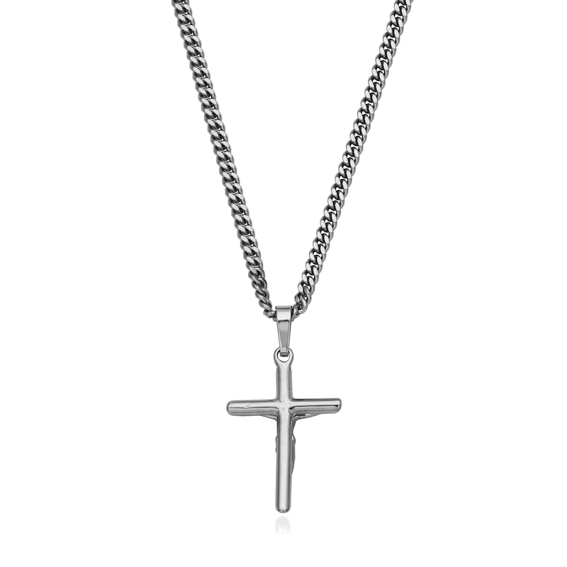 Crucifix Necklace in Stainless Steel - 22"