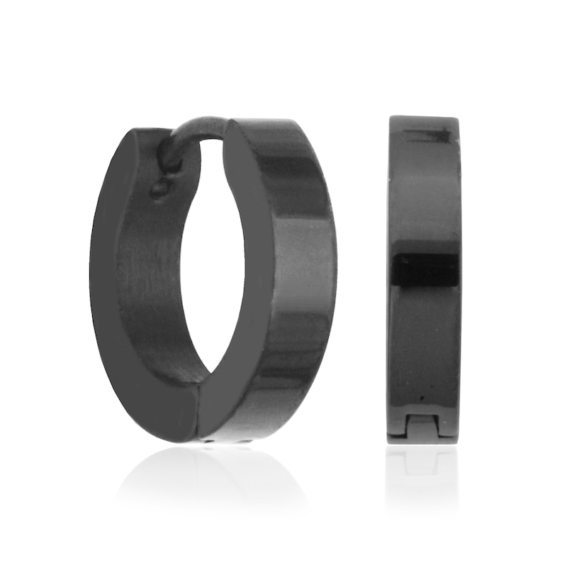 Huggie Hoop Earrings in Stainless Steel with Black Ion Plate - 10.0mm