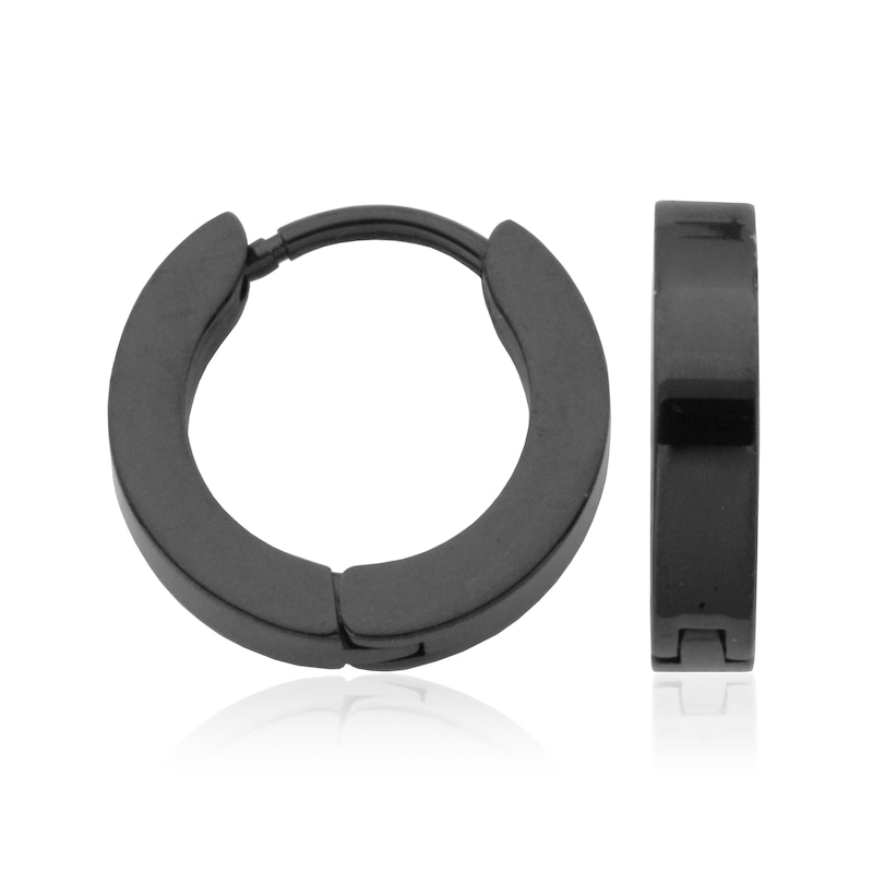 Huggie Hoop Earrings in Stainless Steel with Black Ion Plate - 10.0mm